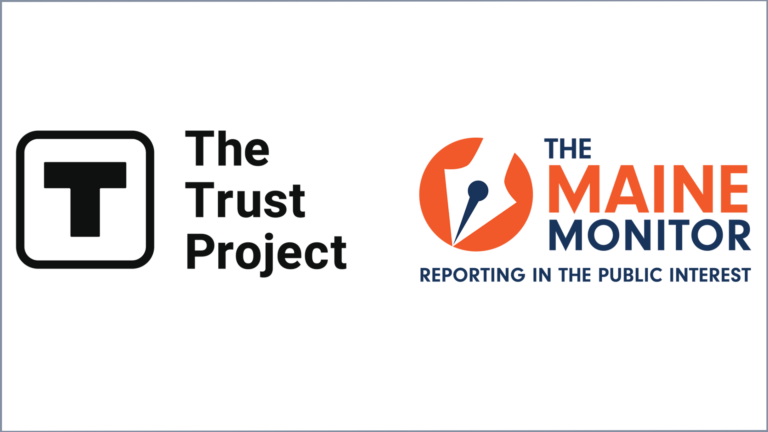 logos for The Trust Project and for The Maine Monitor.