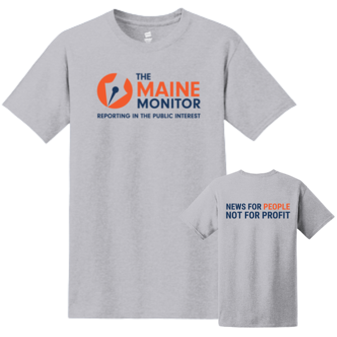 gray maine monitor t-shirt.