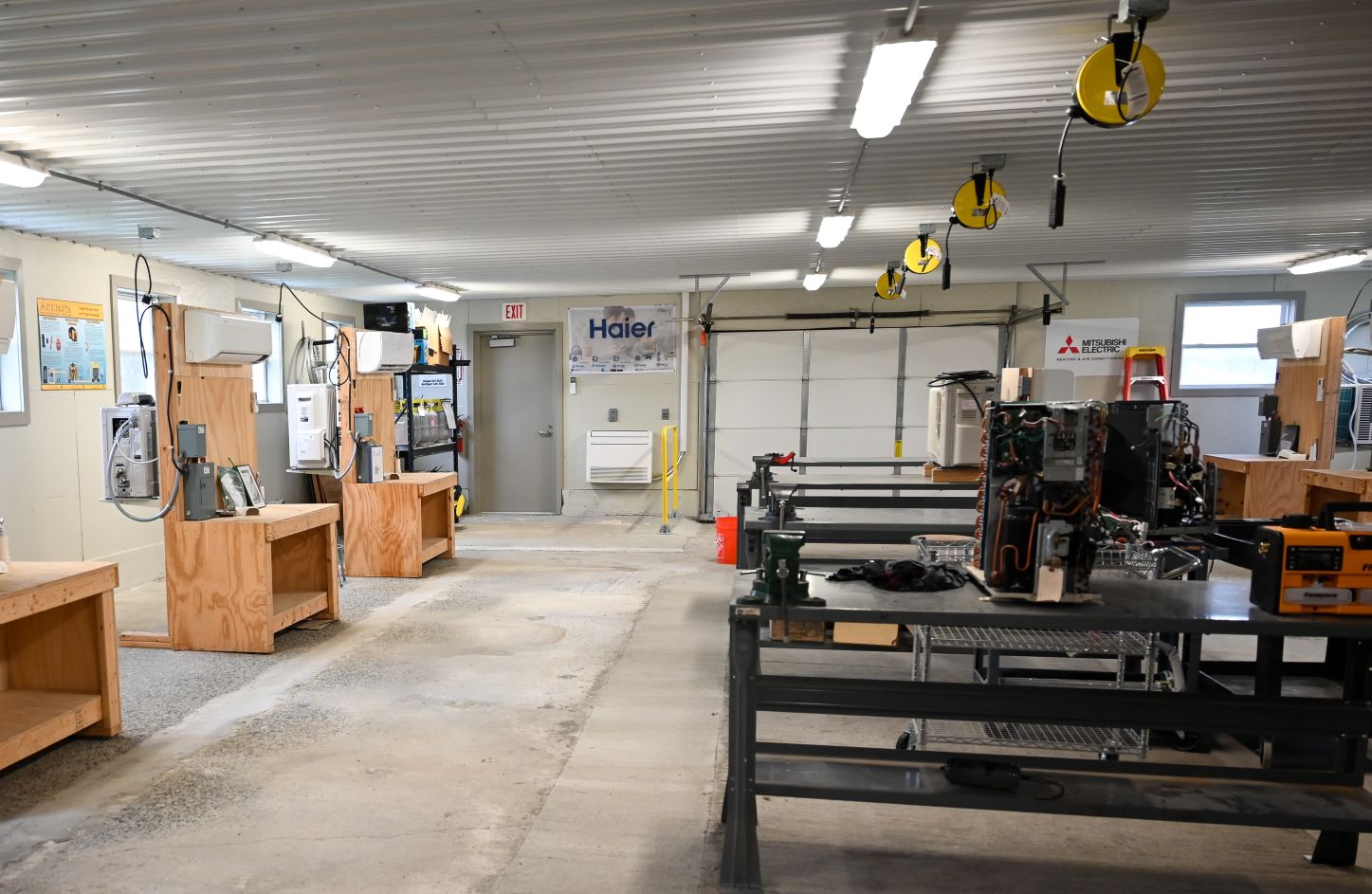 inside the college's heat pump lab.