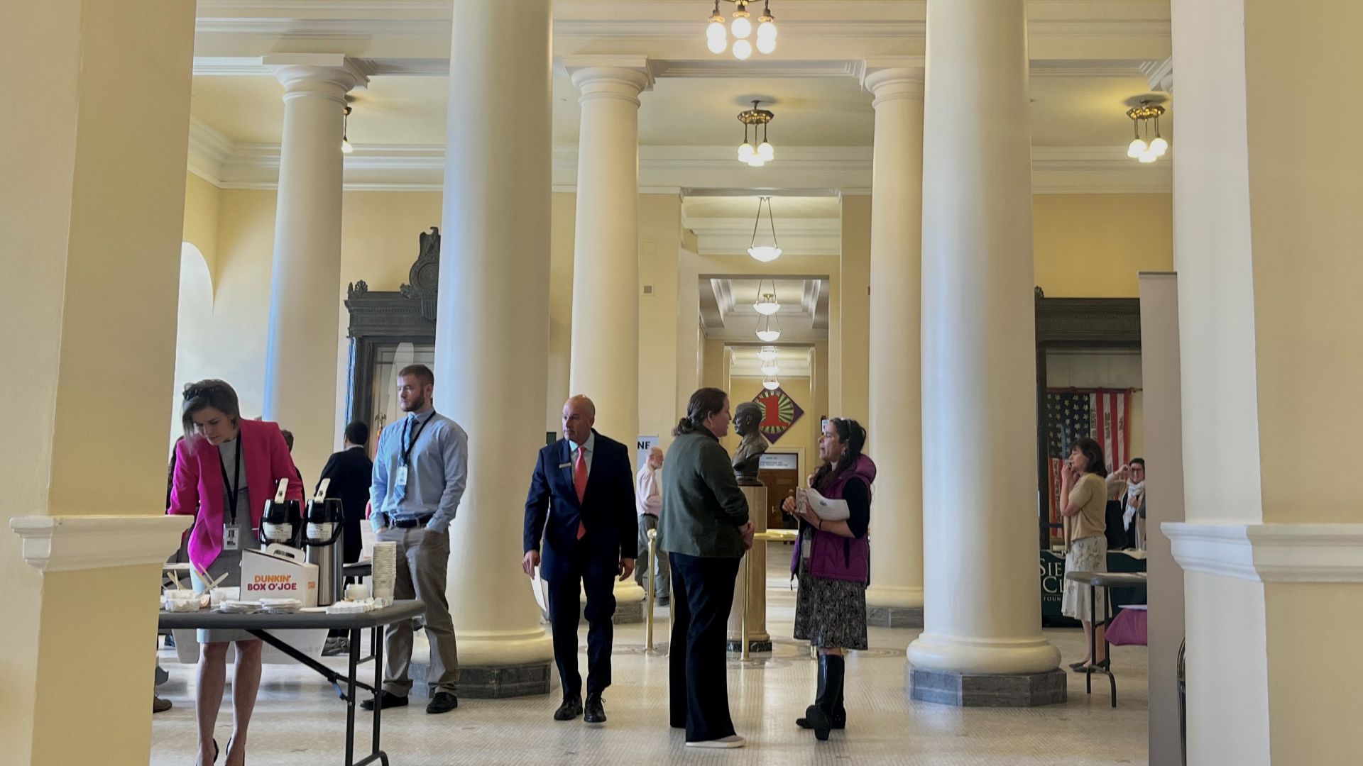 advocates gather in the halls of the statehouse.