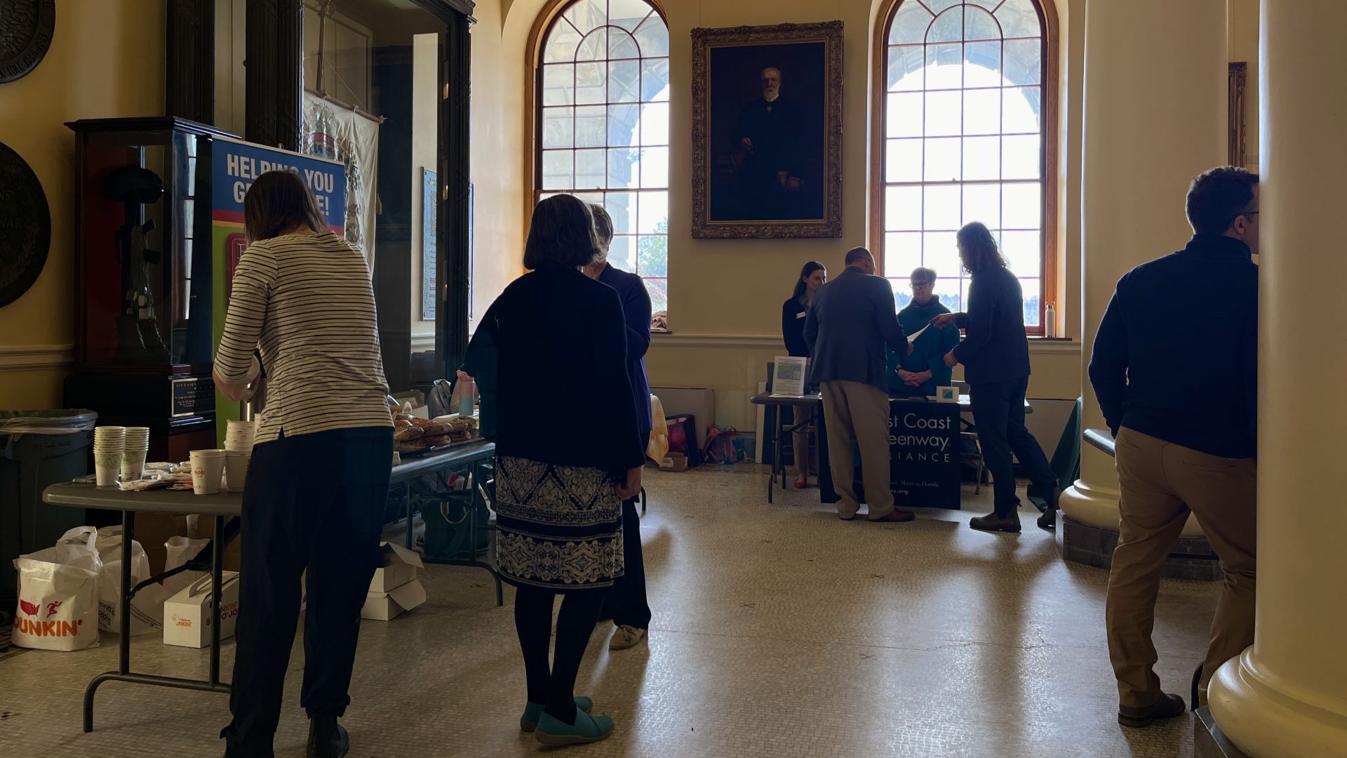 public transportation advocates tabling in the halls of the statehouse.
