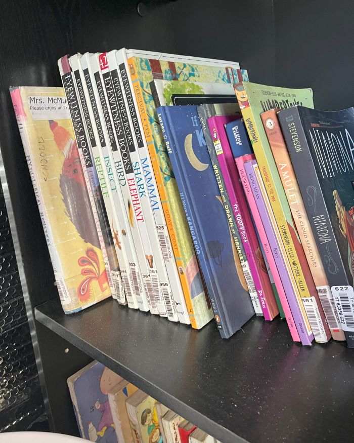 books on bookshelves.