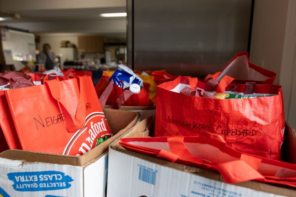 food pantry bags ready for delivery.