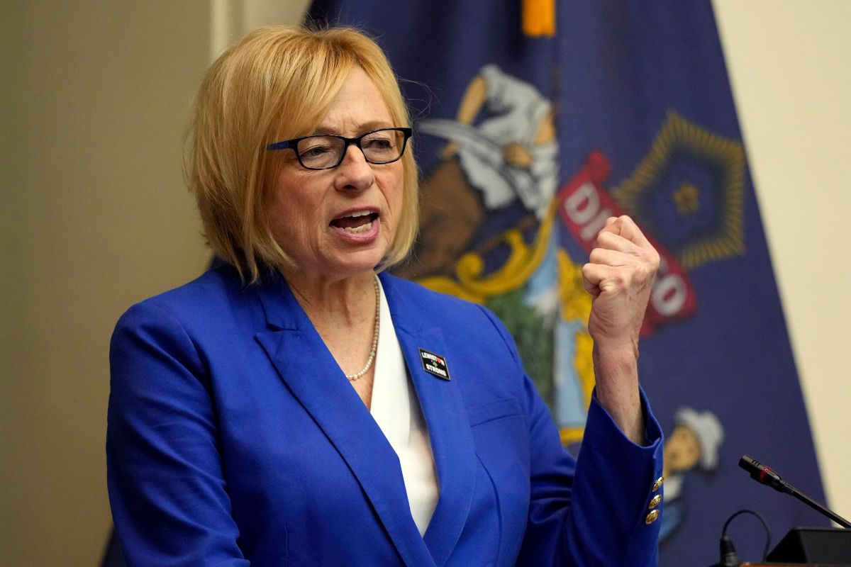 Janet Mills during a speech.