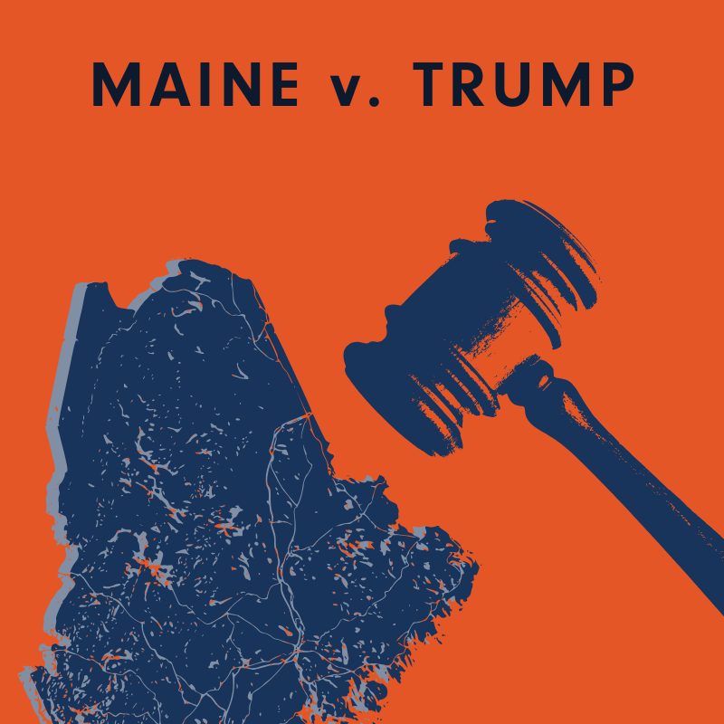 logo for The Maine Monitor's coverage of Maine's legal challenges to actions taken by the Trump administration.