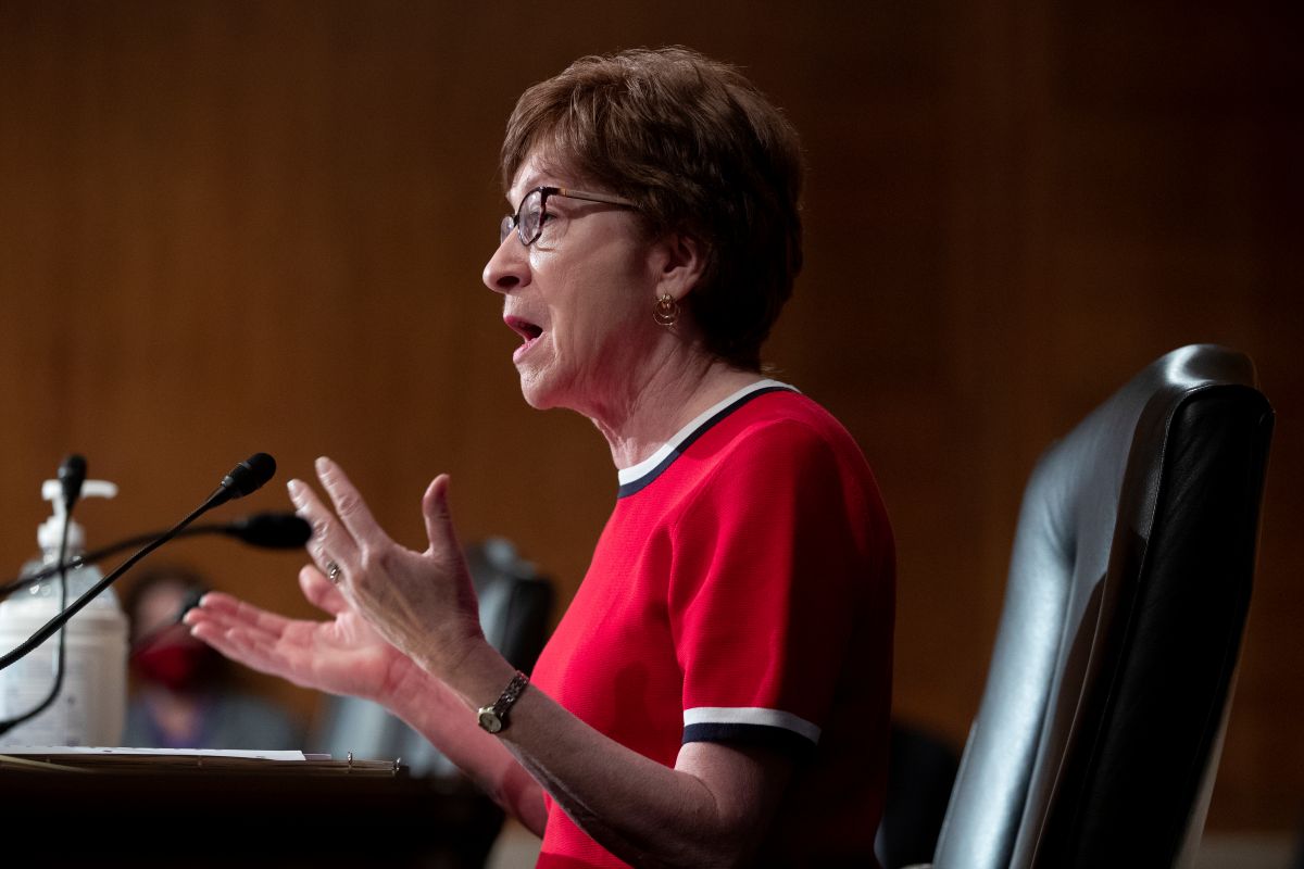 Susan Collins speaking during a committee hearing.
