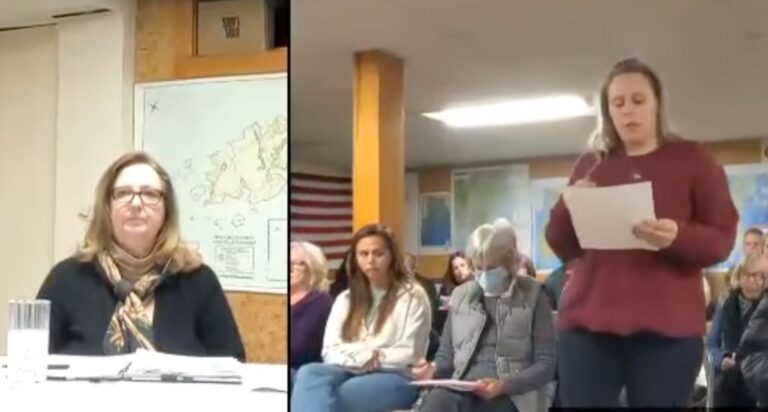 screenshot from a video of a select board meeting.