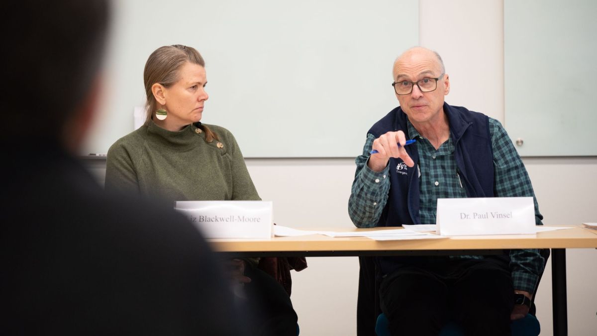 Liz Blackwell-More and Paul Vinsel seen during a meeting.