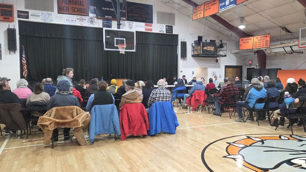 Residents attending a town meeting.