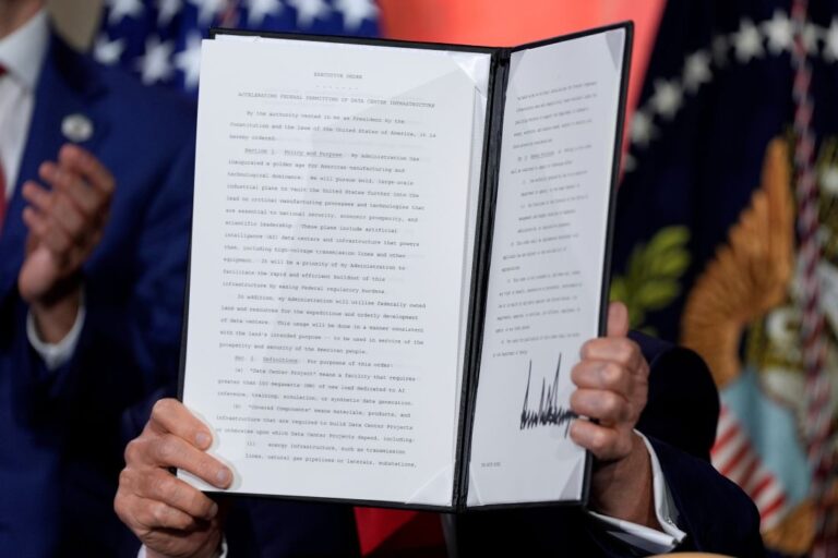 An executive order is held up by President Trump.