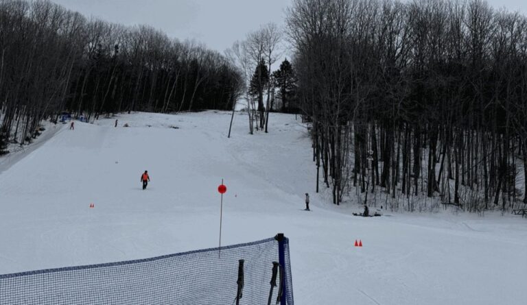 Snow-covered Quarry Road Trails.