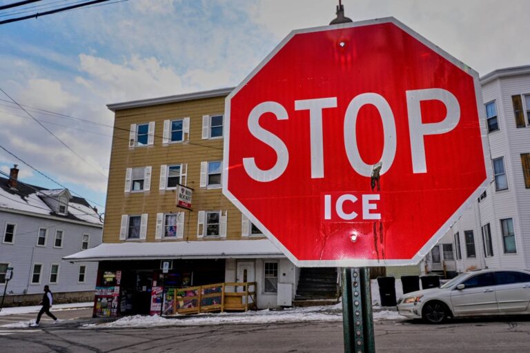 Anti-ICE sentiment is expressed on a traffic sign