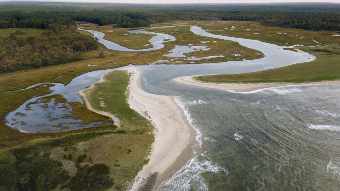 aerial view of the Rachel Carson National Wildlife Refuge