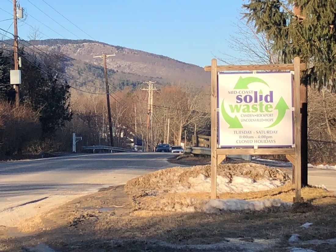 sign for the Mid-Coast Solid Waste transfer station.