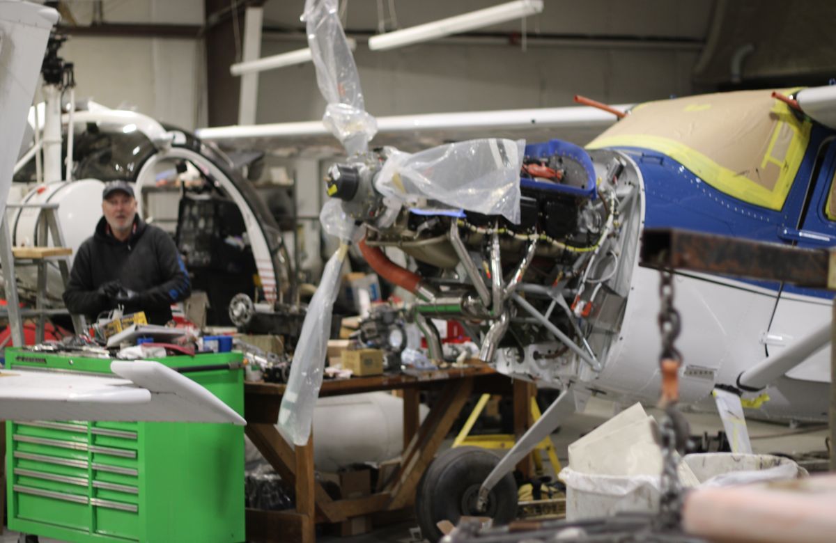 a plane undergoing maintenance