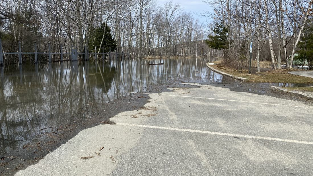 a flooded parking lot