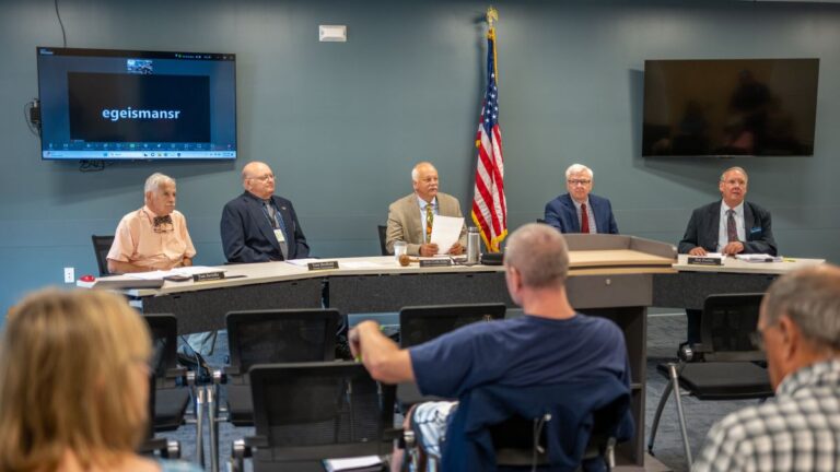 The Franklin County commissioners during a meeting.