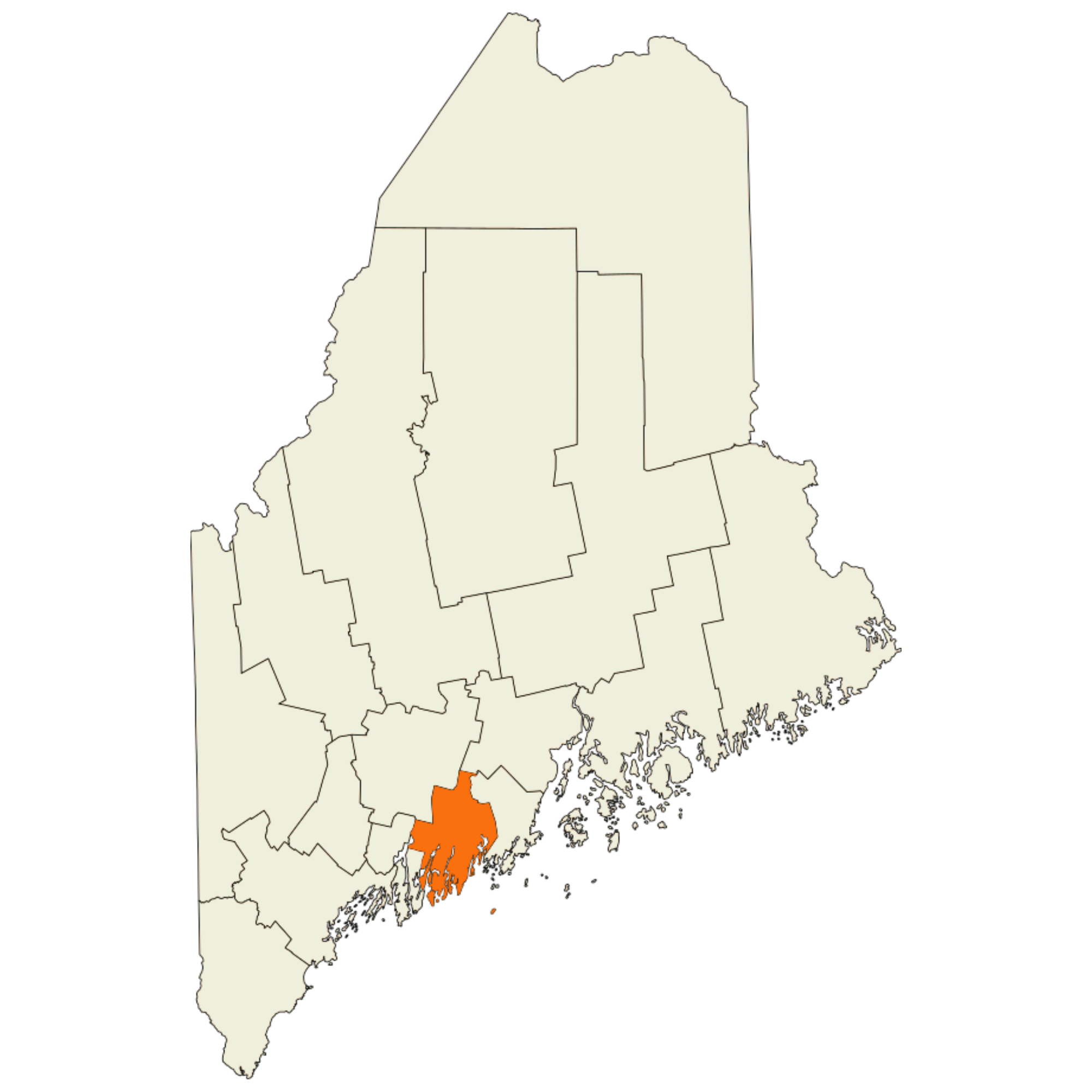 map of maine that highlights the location of lincoln county