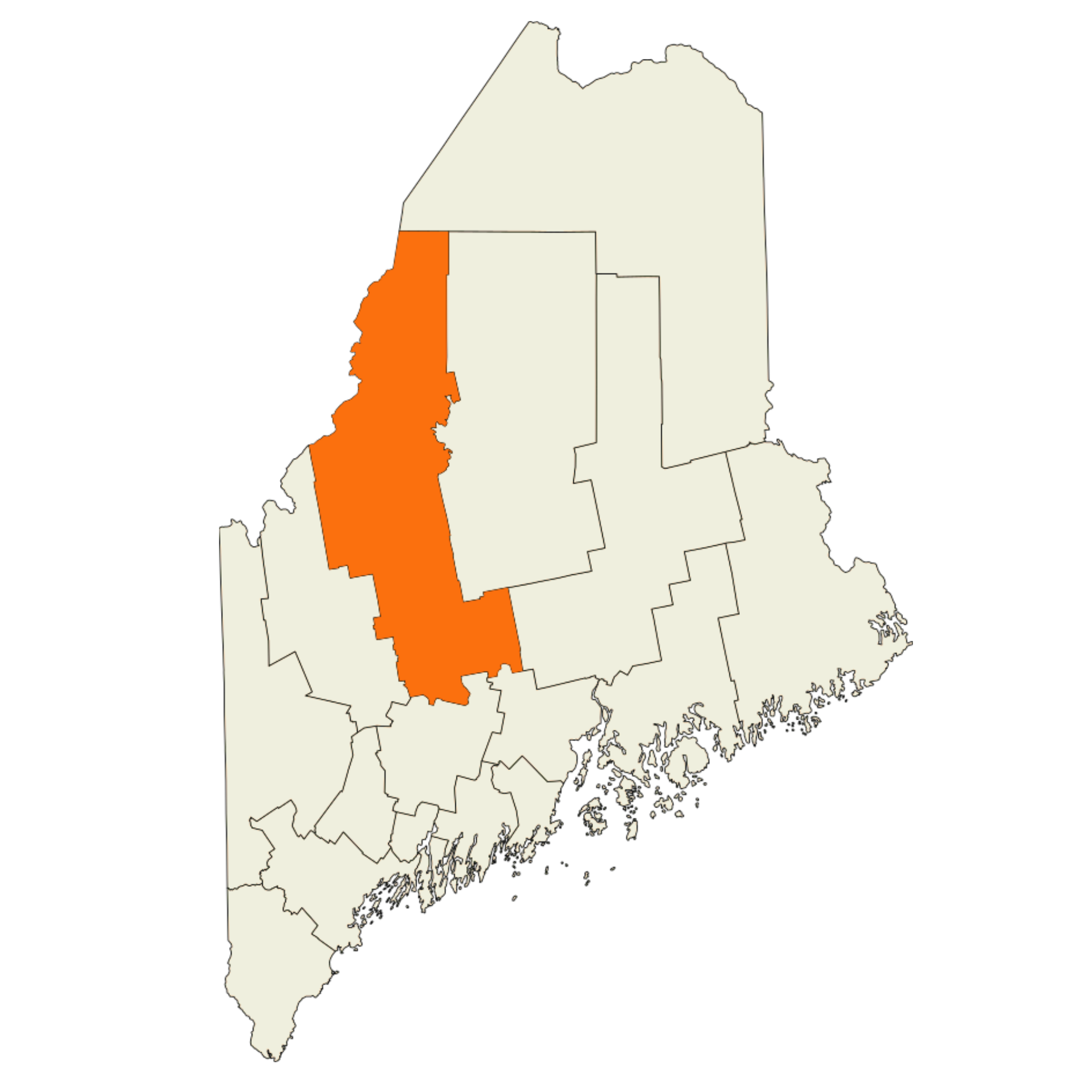 map of maine that highlights the location of somerset county