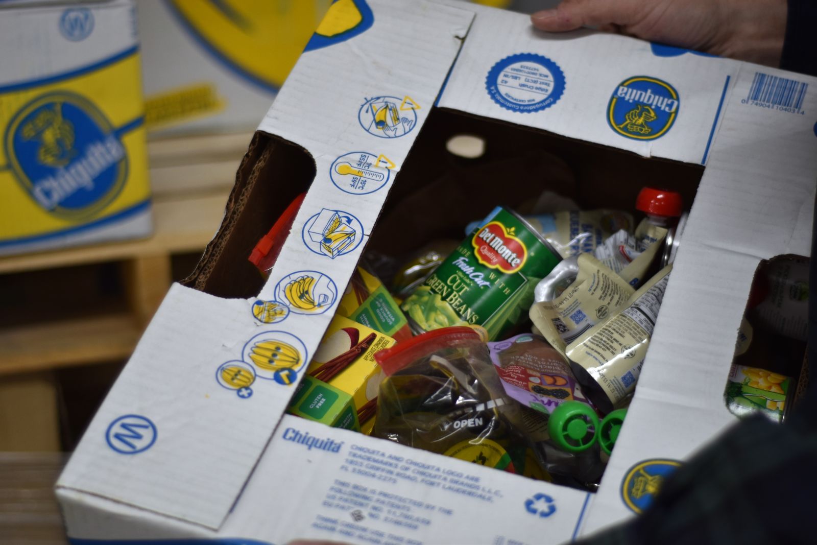 various canned foods in a box