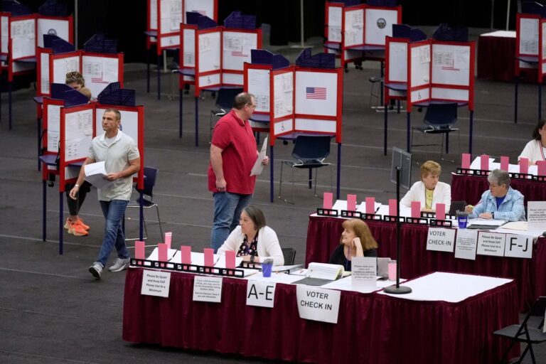 voters and election workers seen on election day.