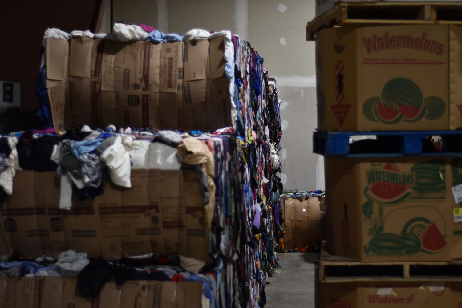 several bales of cardboard