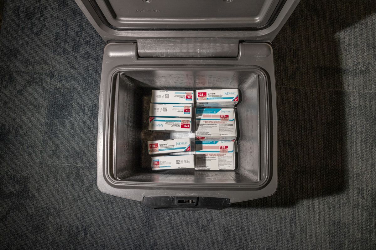 boxes of Brixadi in a case.