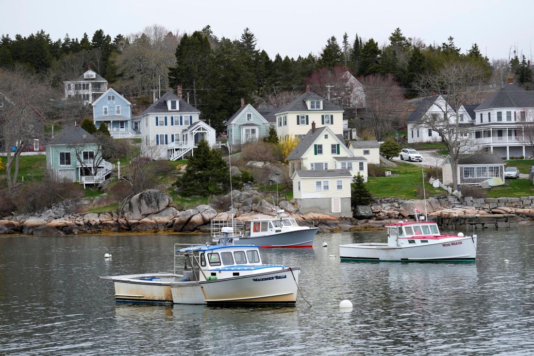 Lobster fishing boats moored in Stonington waters.