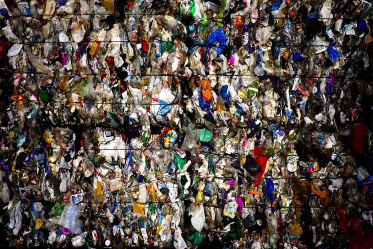 plastic waste bundled up.