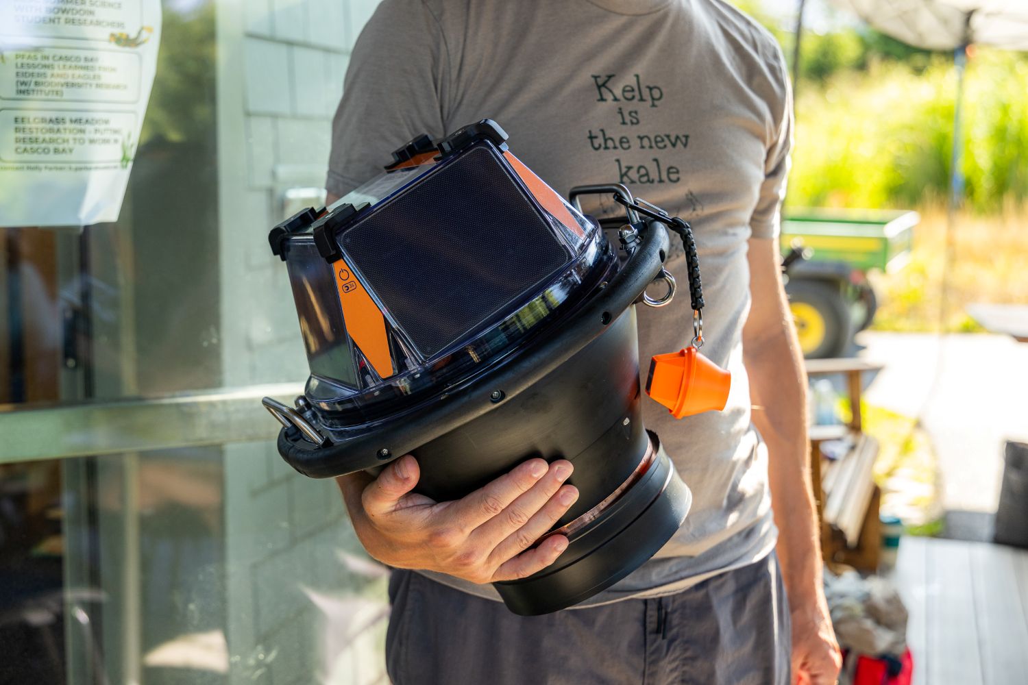 a man holding a buoy