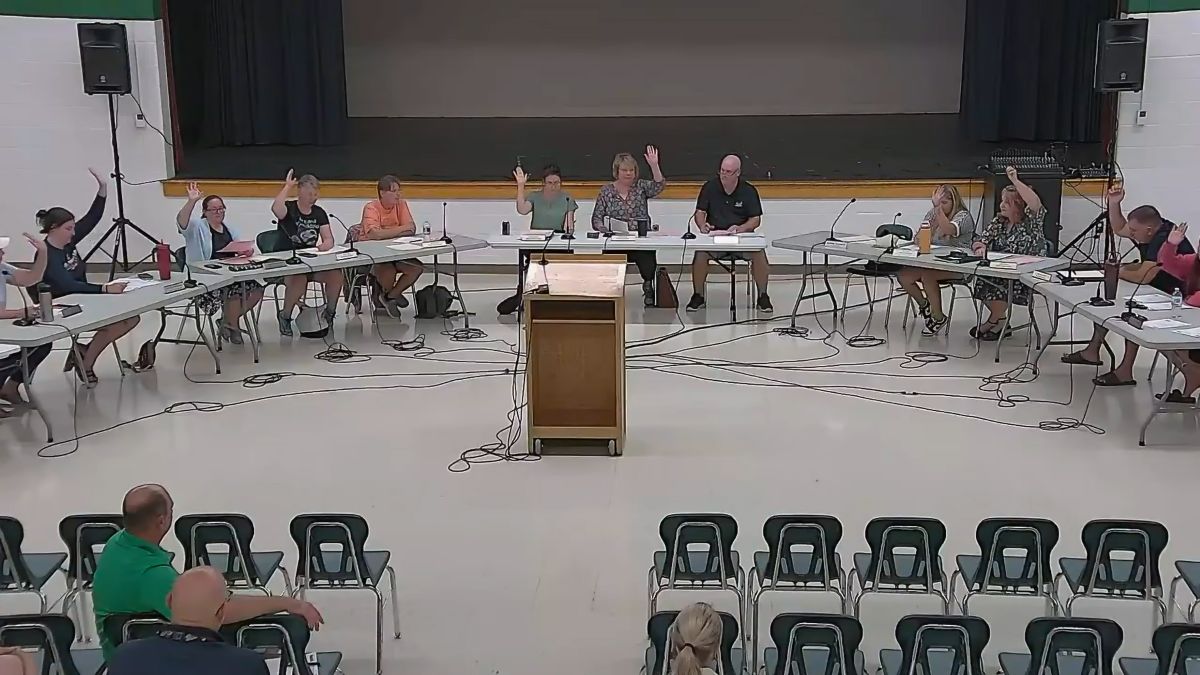 Members of the RSU 73 board during a meeting.