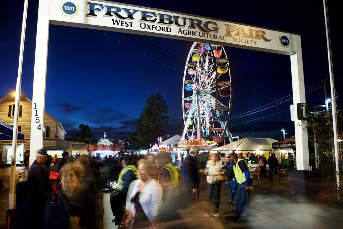 Visitors exit the Fryeburg Fair