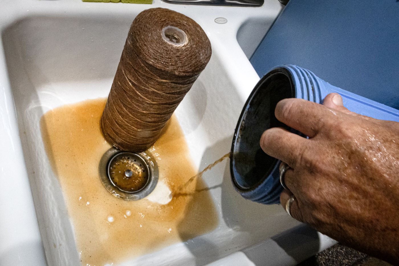 closeup of a filter that has been turned brown