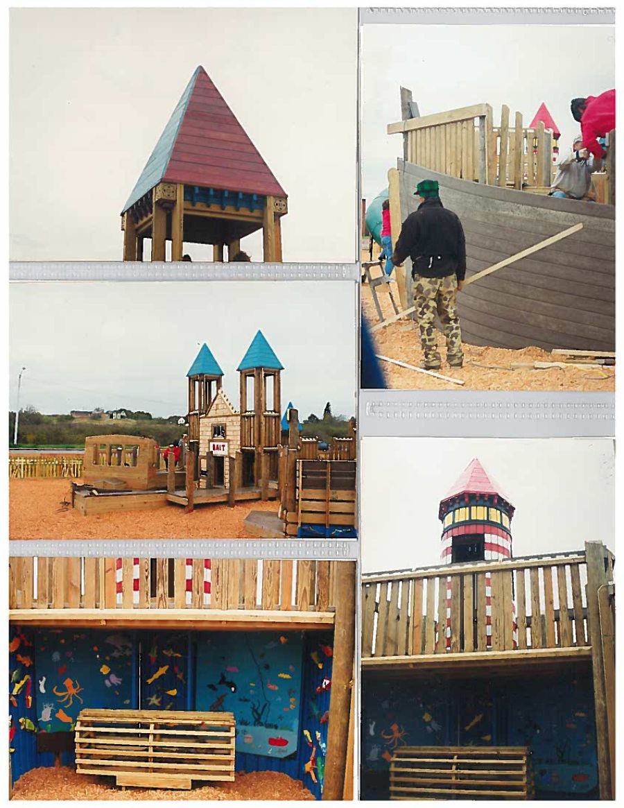 collage of lubec playground construction