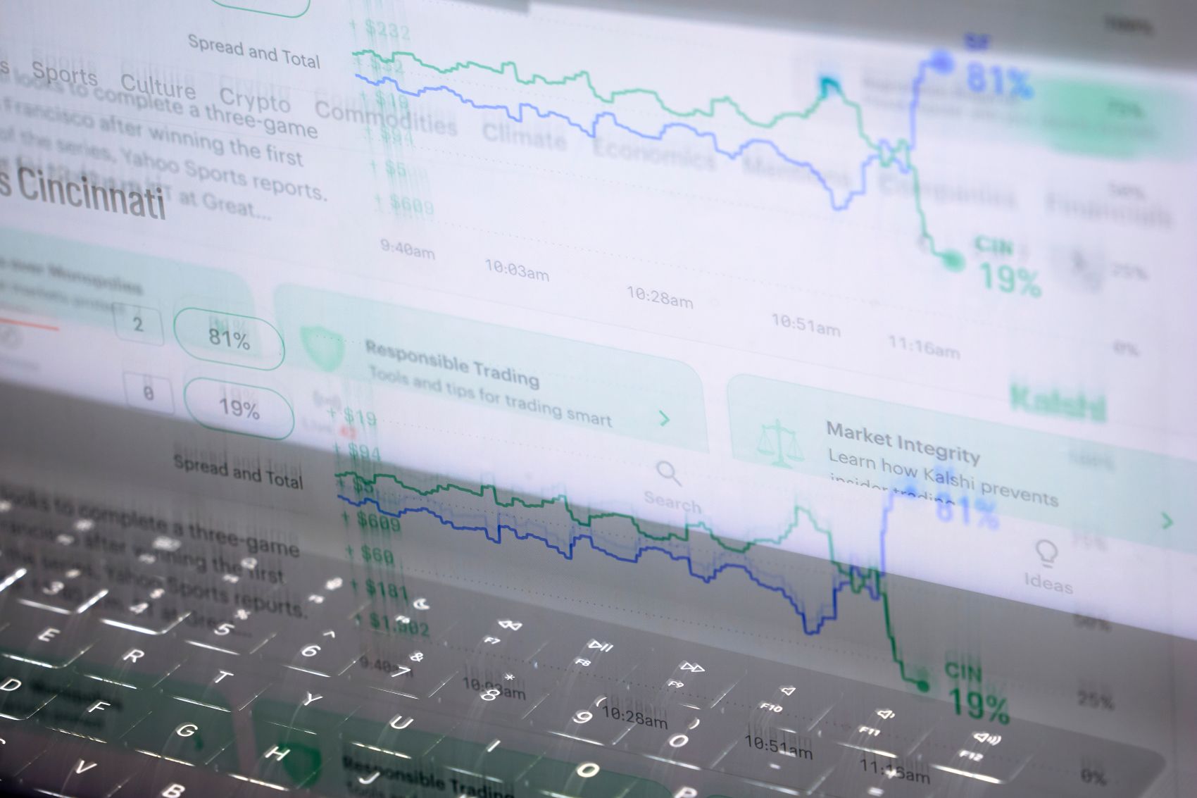 aptop displays trades made on Kalshi