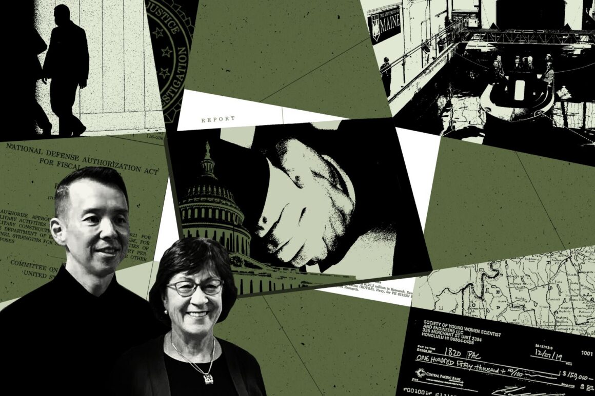 illustration featuring images of Martin Kao and Susan Collins