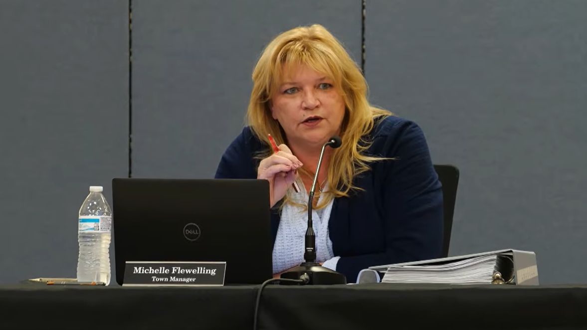 Town Manager Michelle Flewelling speaks during a meeting