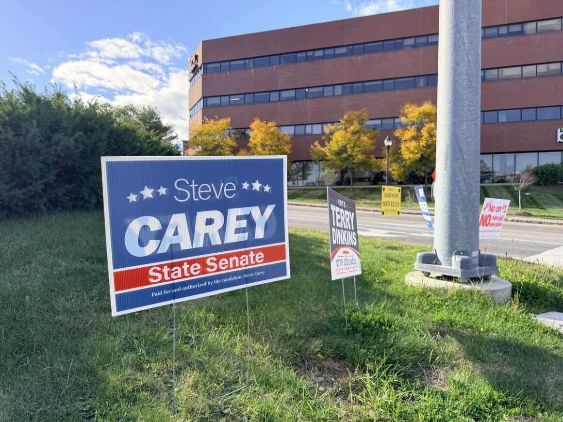 an election sign for steve carey